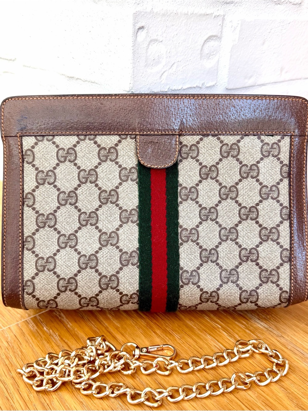 Gucci Authentic Vintage Monogram Sherry Line Clutch Bag